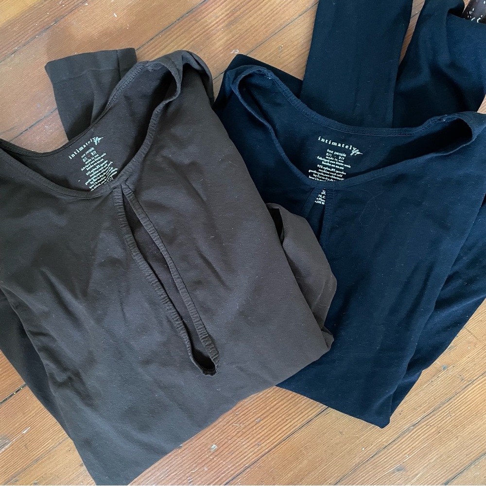 Free People Bundle Black and Brown Long Sleeve Cut Out Tops